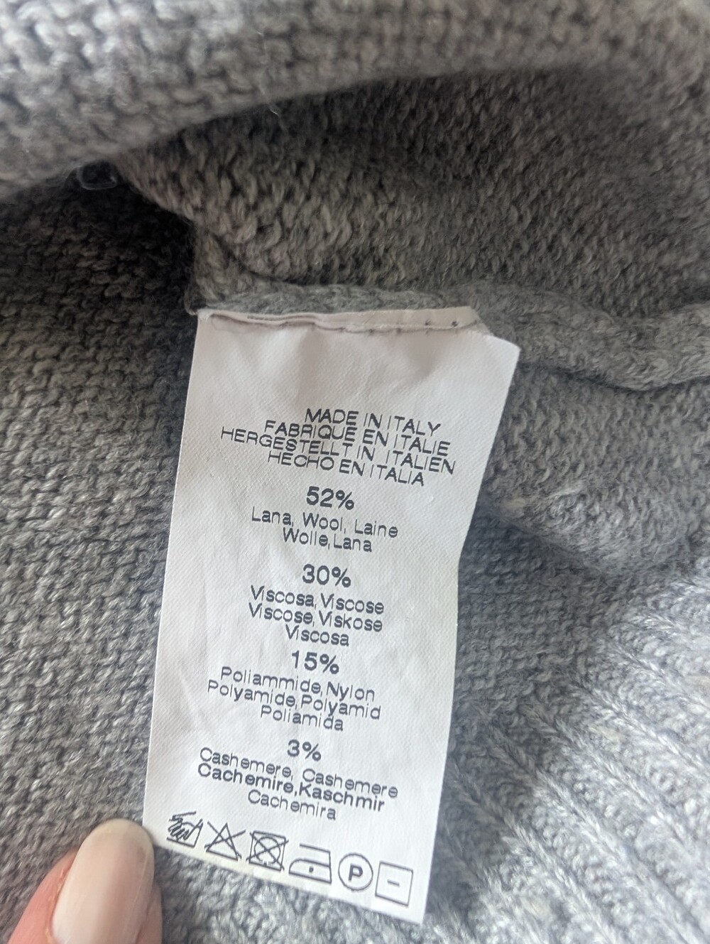 Brandy Melville Gray Crewneck Sweater with Navy and Red Stripe - Women's - Picture 4 of 4